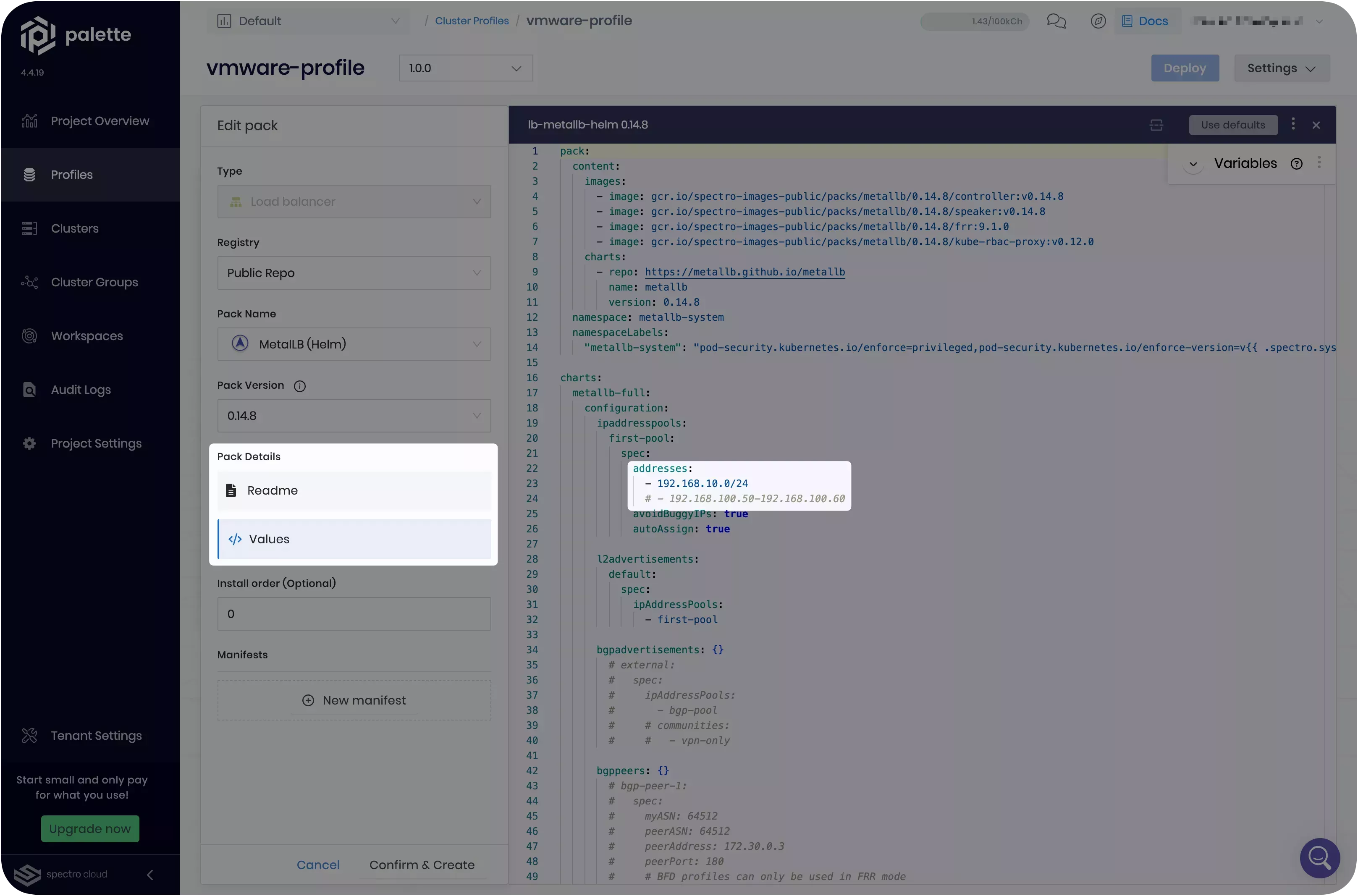 MetalLb Helm-based pack.